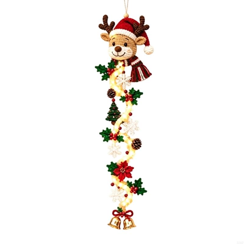 Plastic Lighted Christmas Decoration with Integrated Hanging Point and Button-Cell Design for Seasonal Door Display 55KF