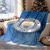 Manchester City FC Pattern Blanket for Home Decoration, Bed, Sofa, Car Travel, Camping, Suitable for All Seasons, Birthday Christmas Gift