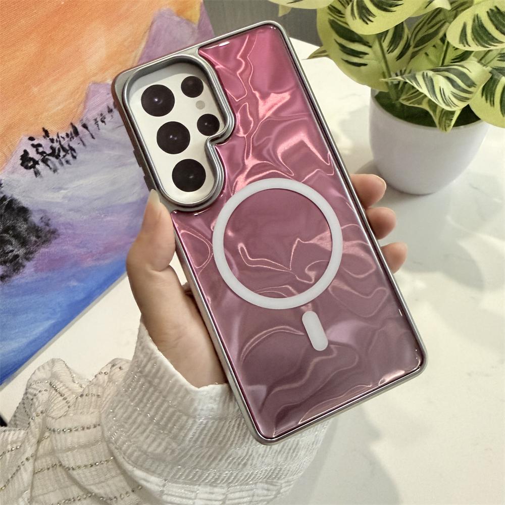 

Plating Laser Ripple Magnetic Case For Samsung Galaxy S26 Ultra S26 Plus For Magsafe Shockproof Gradient Protective Hard Cover Galaxy S26+