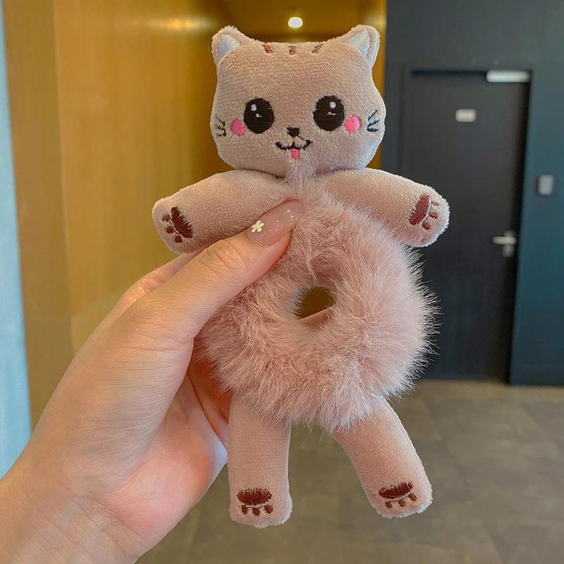 1pcs Hair Circle Girl Frog Plush Green Hair Circle Bun Cute Funny Hair Band Elastic Scrunchies For Women Ponytail Hairstyle