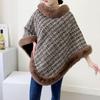 Korean-Style Women's Fur Collar Cashmere Cape: Autumn/Winter Knit Pullover Sweater Shawl