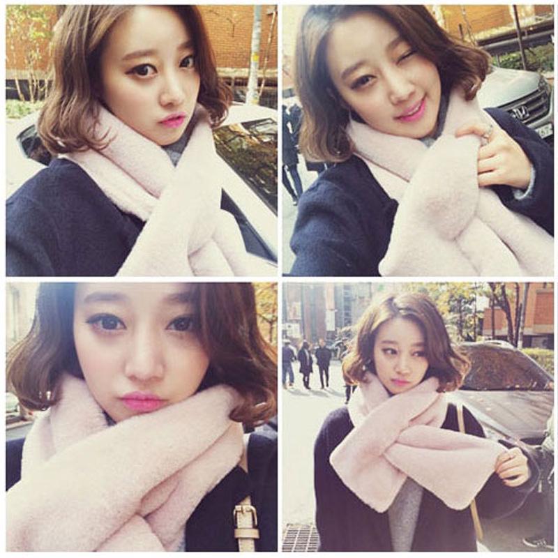 Winter Plush Imitation Rabbit Fur Shawl Thickening Fake Collar Collar Female Warm Thick Plush Scarf