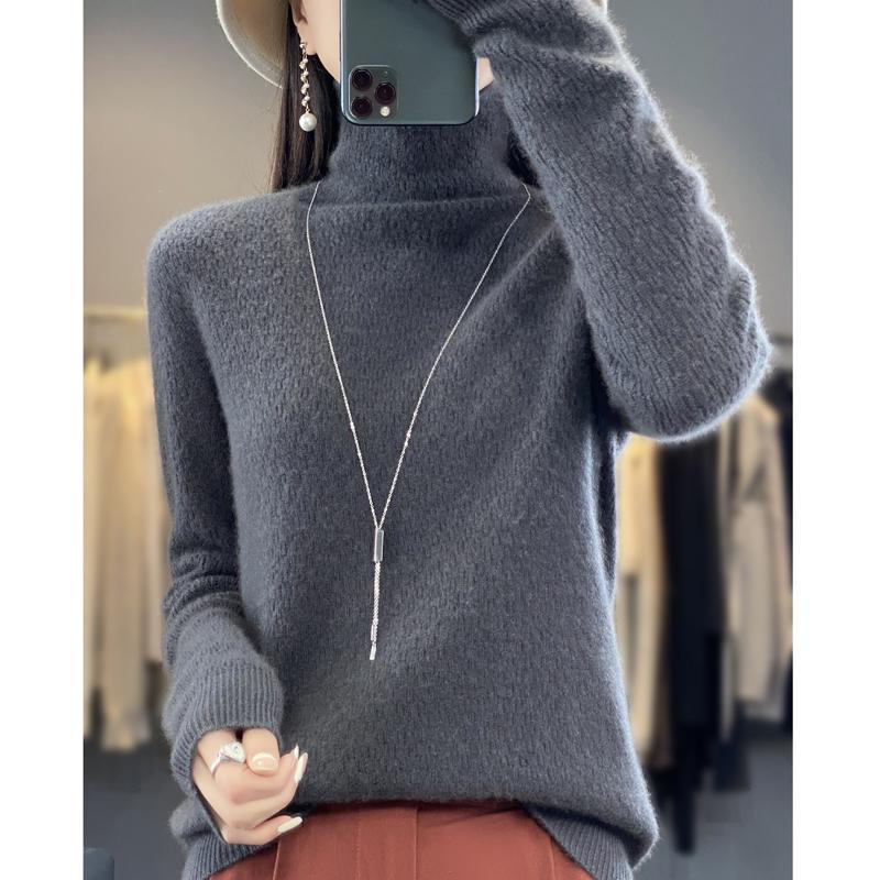 Damen Rollkragenpullover, Qinghe Kaschmir, 30% Kaschmir 70% Wolle, Winter Strickpullover Herbstpullover Kaschmirpullover