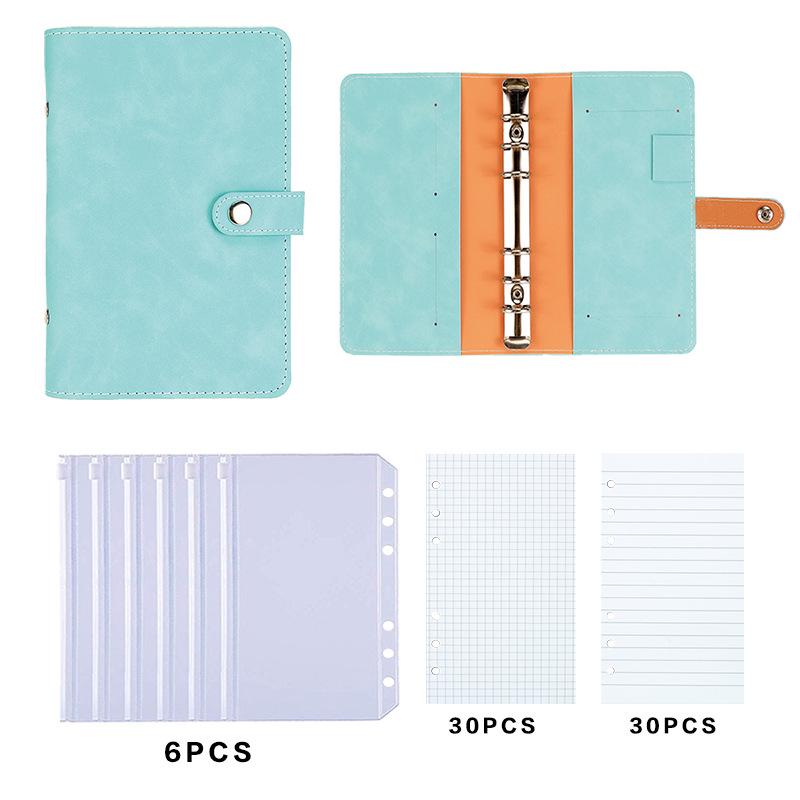A6 PU Leather 6-Hole Planner with Cash Envelope and Notebook Inserts