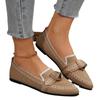 Spot Foreign Trade Thin Pointed Large Size Flat Single Shoes Fly Weaving One Pedal Bow Casual Breathable Women's Shoes