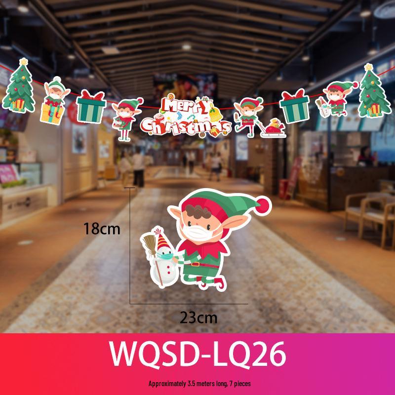 24 Christmas Cartoon Store Paper Bunting Flags for Festive Atmosphere