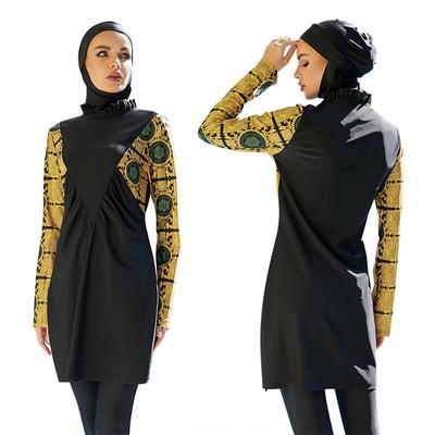 Women Muslim Long Sleeve Swimsuit Modest Muslin Swimwear Bathing Suit Full Coverage Swimming Suit Highly Elastic Comfortable Swimsuit 3 Pieces