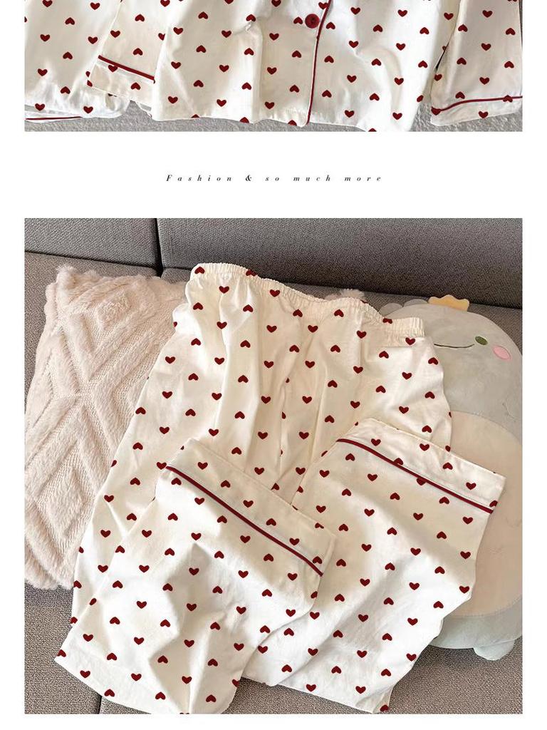 Korean Sweetheart Pajamas Set: Women's Long-Sleeve & Pants Homewear for Spring & Autumn