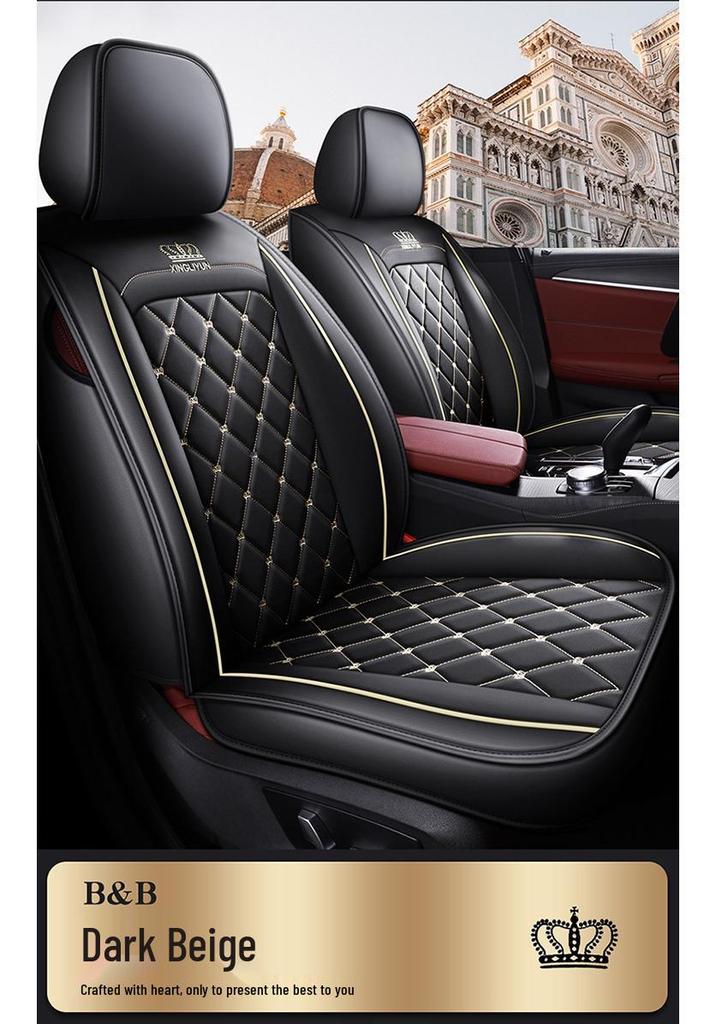 Dr. Jie European Style Full Leather Car Seat Cover - All-Season, Wear-Resistant, Universal Fit