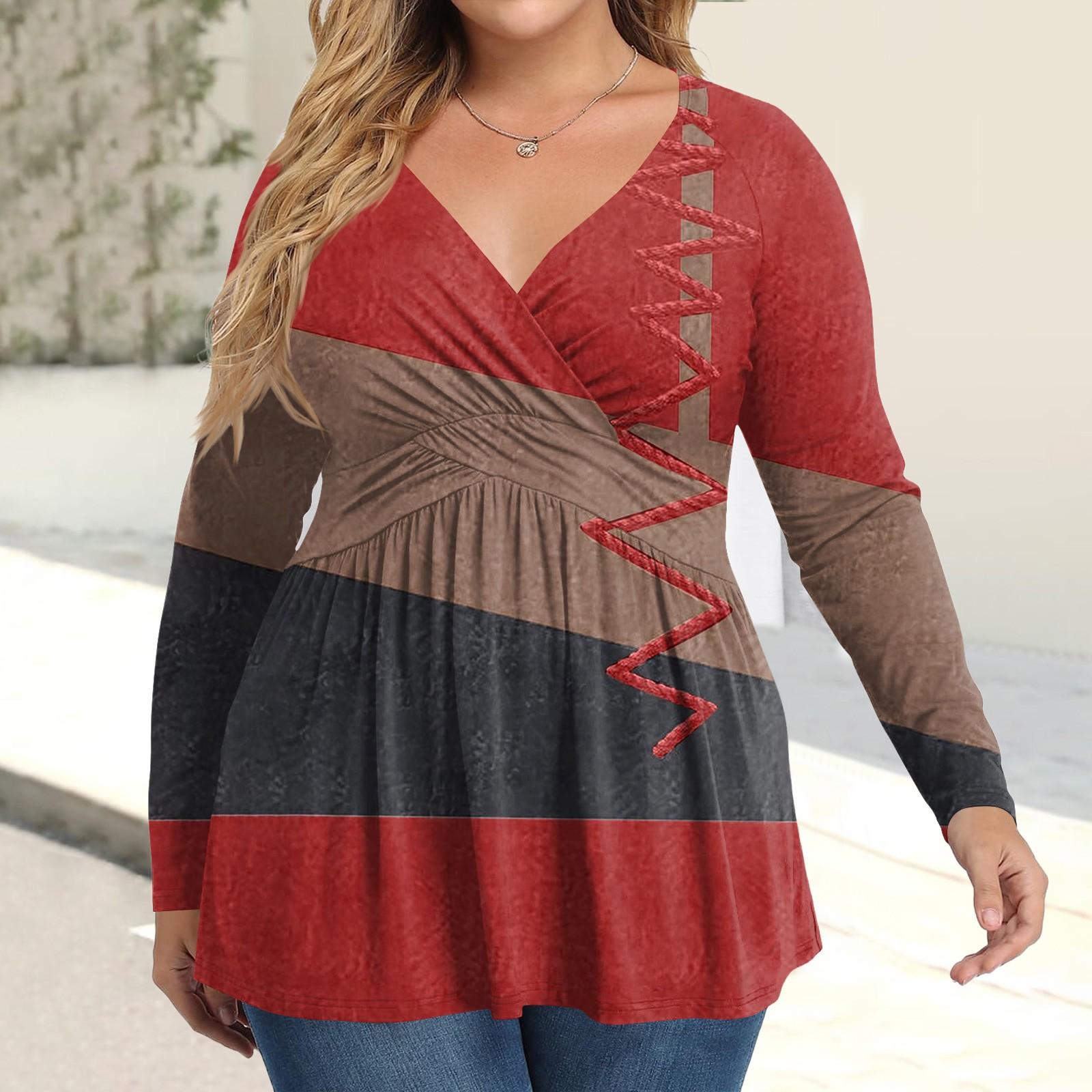 

Женская рубашка большого размера с длинным рукавом, принт, плиссированный повседневный топ с V-образным вырезом XXXXL