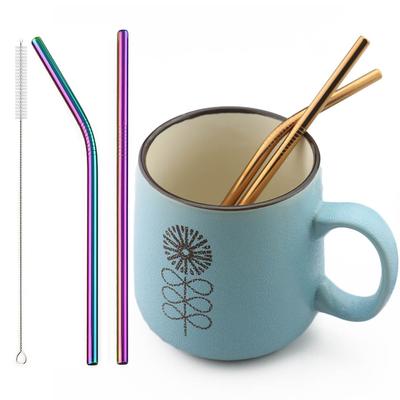 2 pezzi Cannucce per bere in acciaio inossidabile 18/10 Cannuccia riutilizzabile Cannuccia colorata in verde acqua Cannuccia per bar per feste di caffè con spazzola per la pulizia