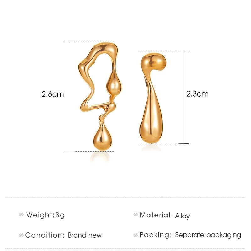 Liquid Irregular Geometric Stud Earrings Sweet and Cool Personality Design Sense Simple Alloy Water Drop Earrings