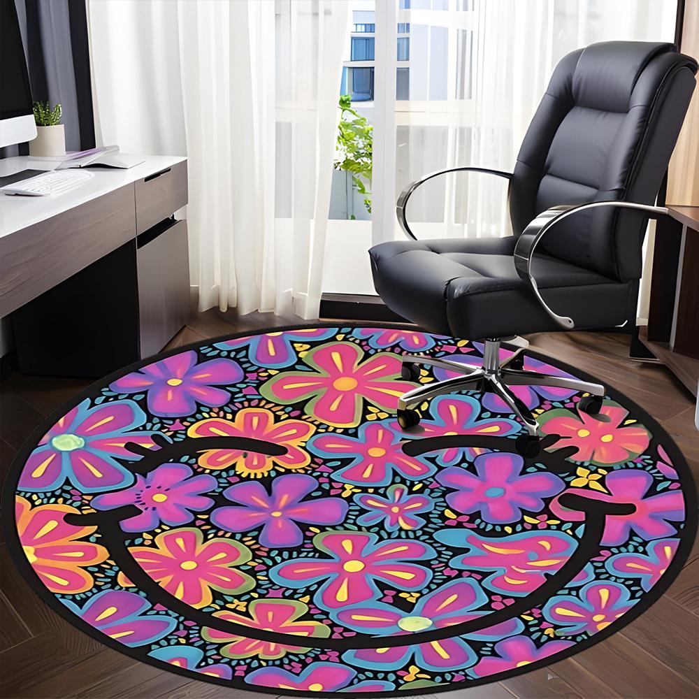 1pc Flower Mandala Pattern Carpet for Office Non-Slip, Round Carpet, Soft & Comfortable, Carpet for Office, Round Floor Mat yy251225158