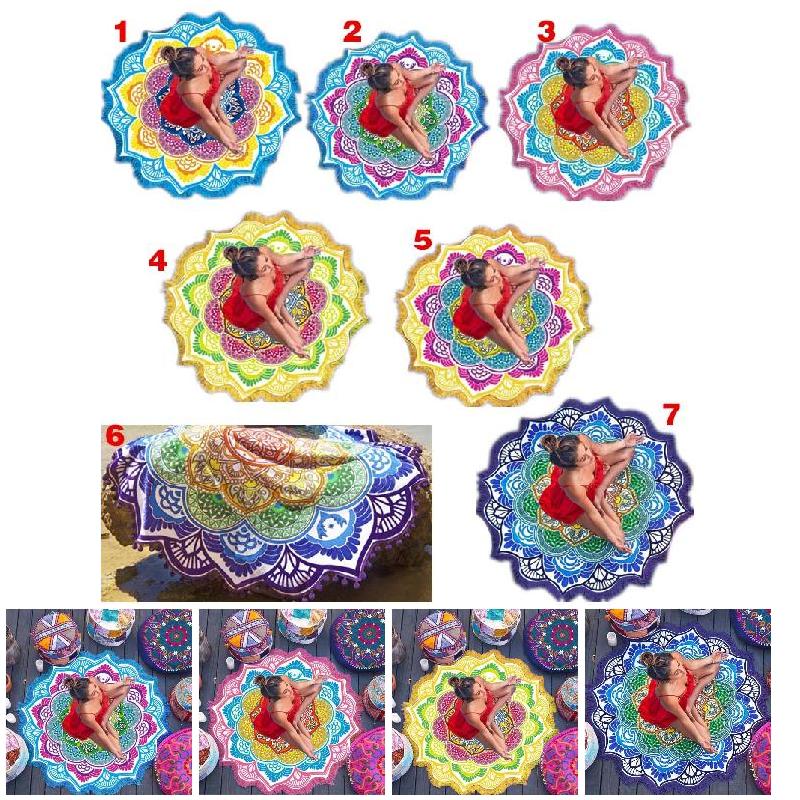 

Indian Mandala Tapestry With Tassel Printed Beach Towel Wall Hanging Yoga Mat Bikini Cover-Up for Home Decor 3