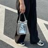 Yogodlns damska jednokolorowa mała górna rączka torebka typu Bucket Vintage PU Leather All-match Chic Tote Bag
