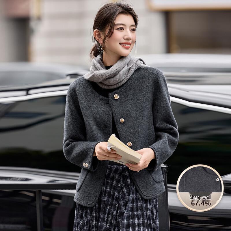 

Women s Elegant Wool Blend Double-faced Winter Coat XL