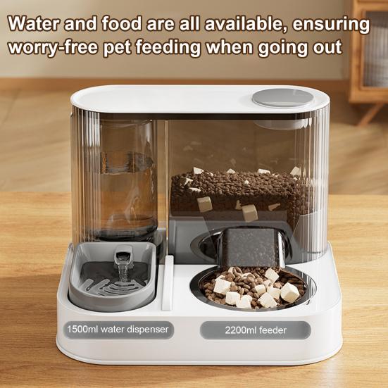 Automatischer Katzenfutterautomat und Wasserspender 2 in 1 Elektrischer Haustier-Wasserspender und Futterautomat Set für kleine Katzen und Hunde für drinnen