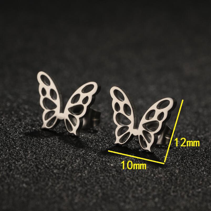 Women's Stainless Steel Angel Wing Butterfly Earrings – Cute Small Insect Design