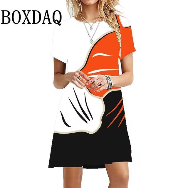 3D Digital Printing Dresses Women's Summer Short-sleeved O-neck Casual Loose Dress
