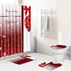 Christmas Shower Curtain Floor Mat Combination Four-Piece Set Bathroom Toilet Carpet Shower Room Mat Foot Mat