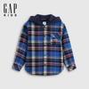 Boy's 2025 Winter Plush Lined Hooded Plaid Jacket