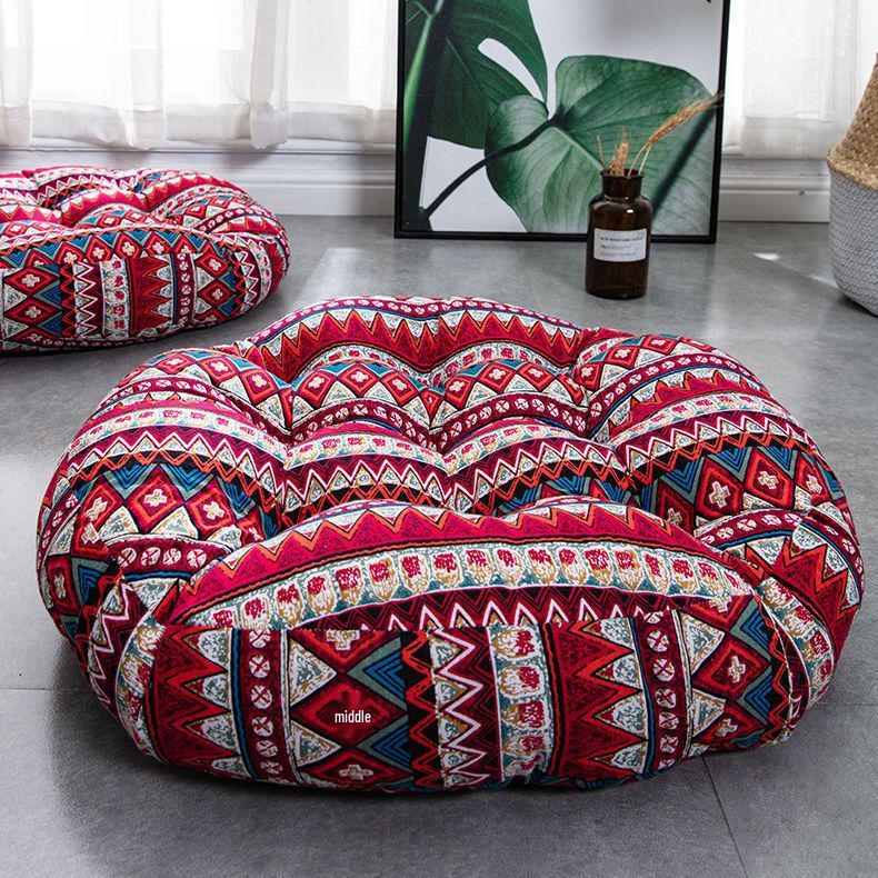 Colorful Bohemian-Style Cotton Linen Floor Cushion: Ethnic Meditation Seat Tatami Mat for B&B