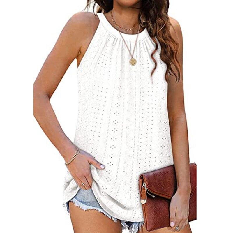 Casual Lose Art Und Weise Plissee Aushöhlen Sommer Weste 2023 Tank Top Frauen Weste Oansatz Ärmellose Tops Kleidung Blusas 25027