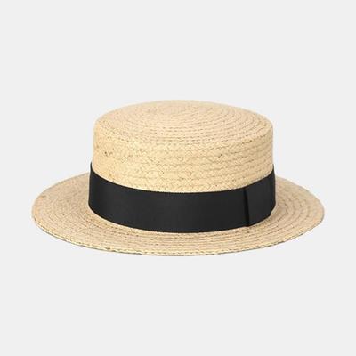 Lcate Damen Boater Hut Sommer Resort Urlaub Raffia Hut mit Schleife Stroh Panama Hut LAN003