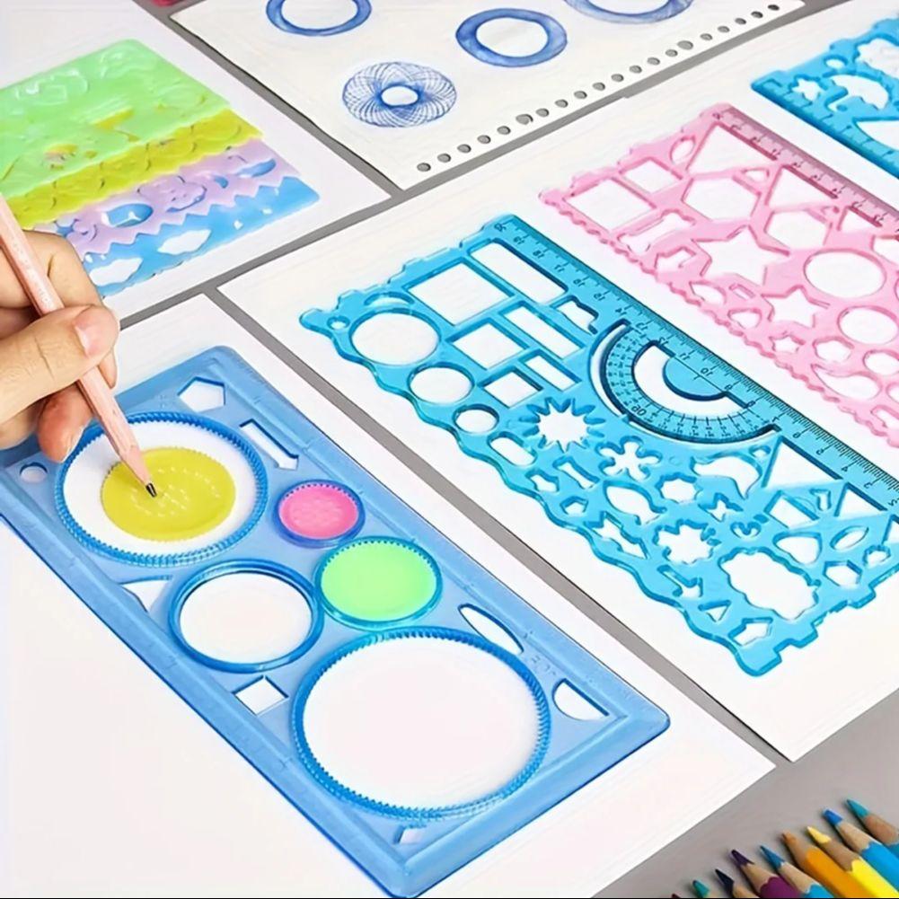 4/7pcs Multi-Functional Ruler Geometric Spiral Drawing Template Art Craft Children's Gift Educational Toy Versatile Ruler