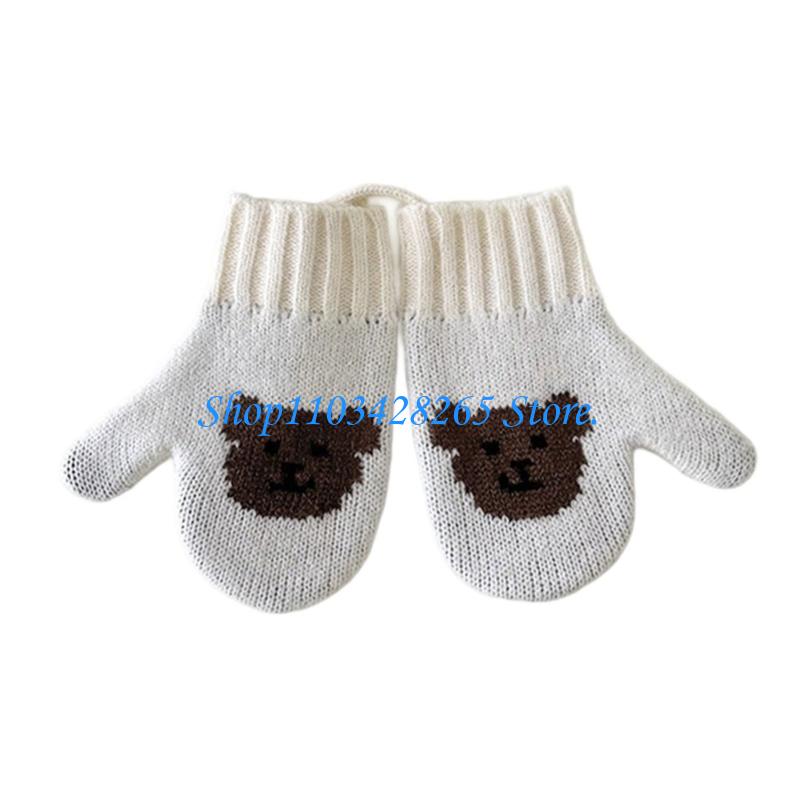 

Warm Winter Neck Hanging Gloves For Kids 2-5 Years Soft Fabric Cold Protections G2TE