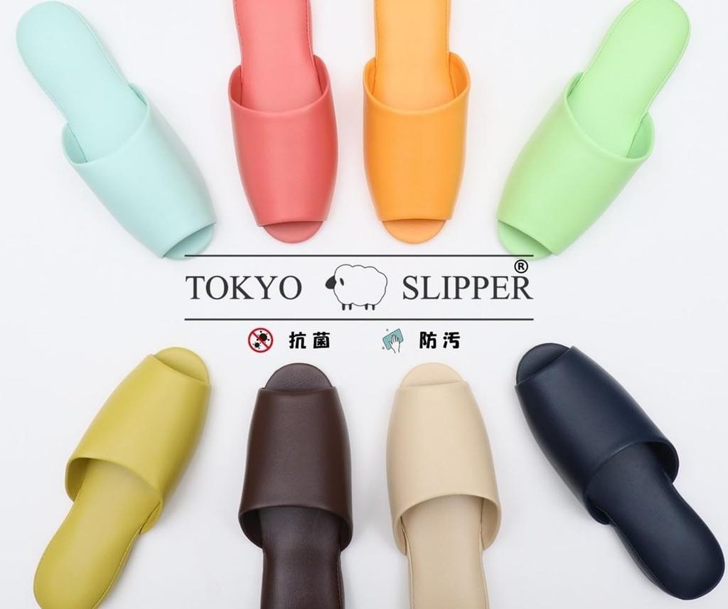 TOKYO SLIPPER Antibacterial Vinyl Slippers of Guest Slippers for Business or Visitors Size M Leather-Look (Set 5) - Open-Front, Breathable, Wipeable,