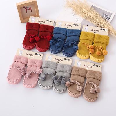 Floor Socks Baby Children Thick Plus Velvet Warm Toddler Shoes Non-Slip Baby Shoes And Socks