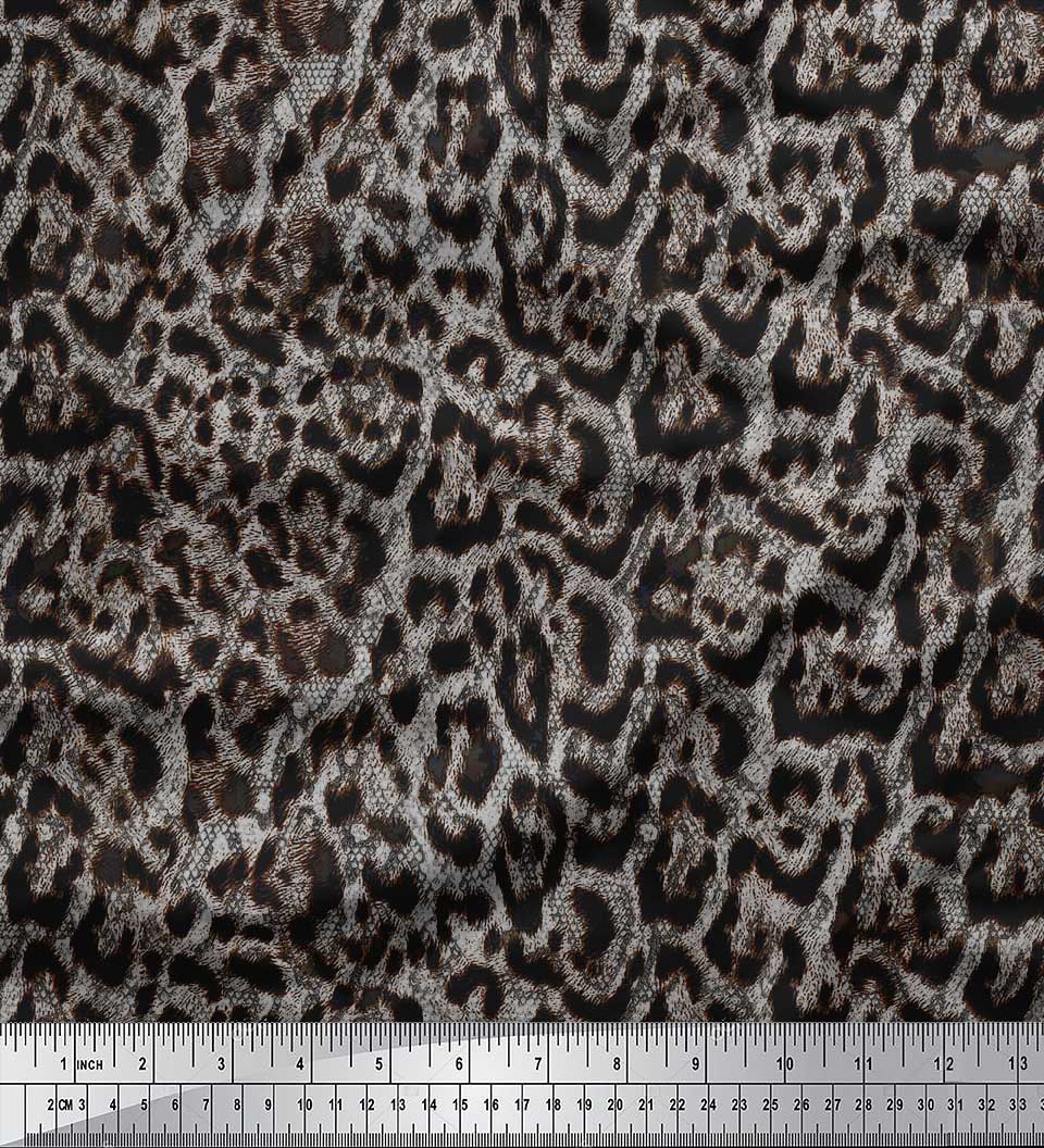 

Тканина Soimoi White Poly Crepe Тканина з леопардовою шкірою тварин Тканина на метри 42 дюйма 42 Inch Wide - Poly Crepe білий