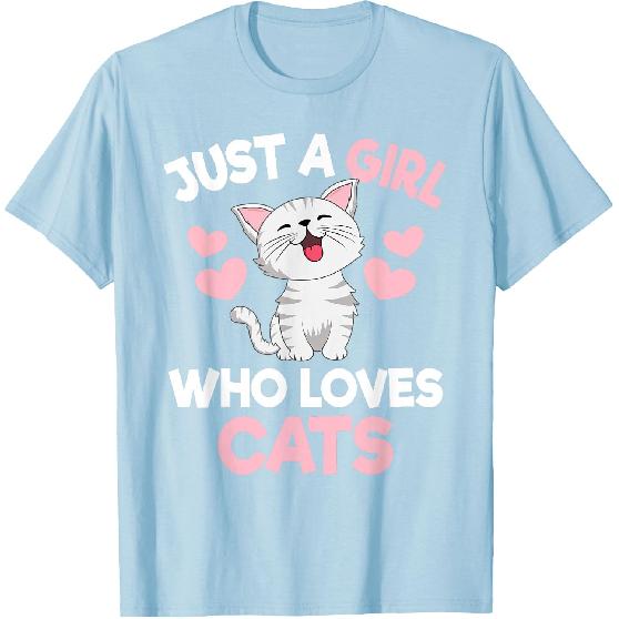 Just A Girl Who Loves Cats Cute Cat Lover Girls Kids T-Shirt