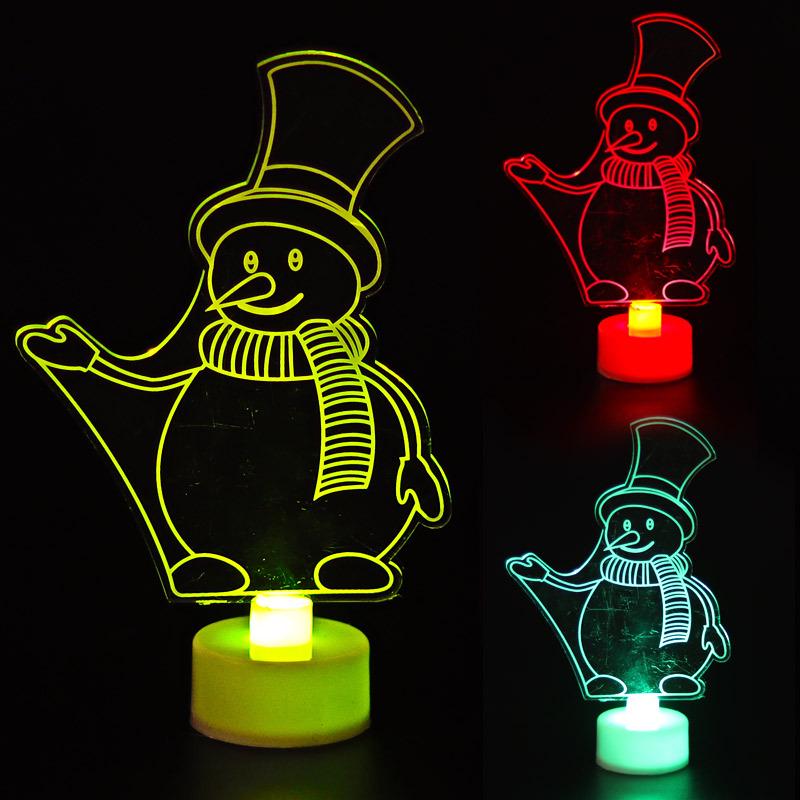 

Акриловый светодиодный семицветный рождественский ночник: Снеговик, Дед Мороз, Яблоко, Эйфелева башня Светящаяся игрушка