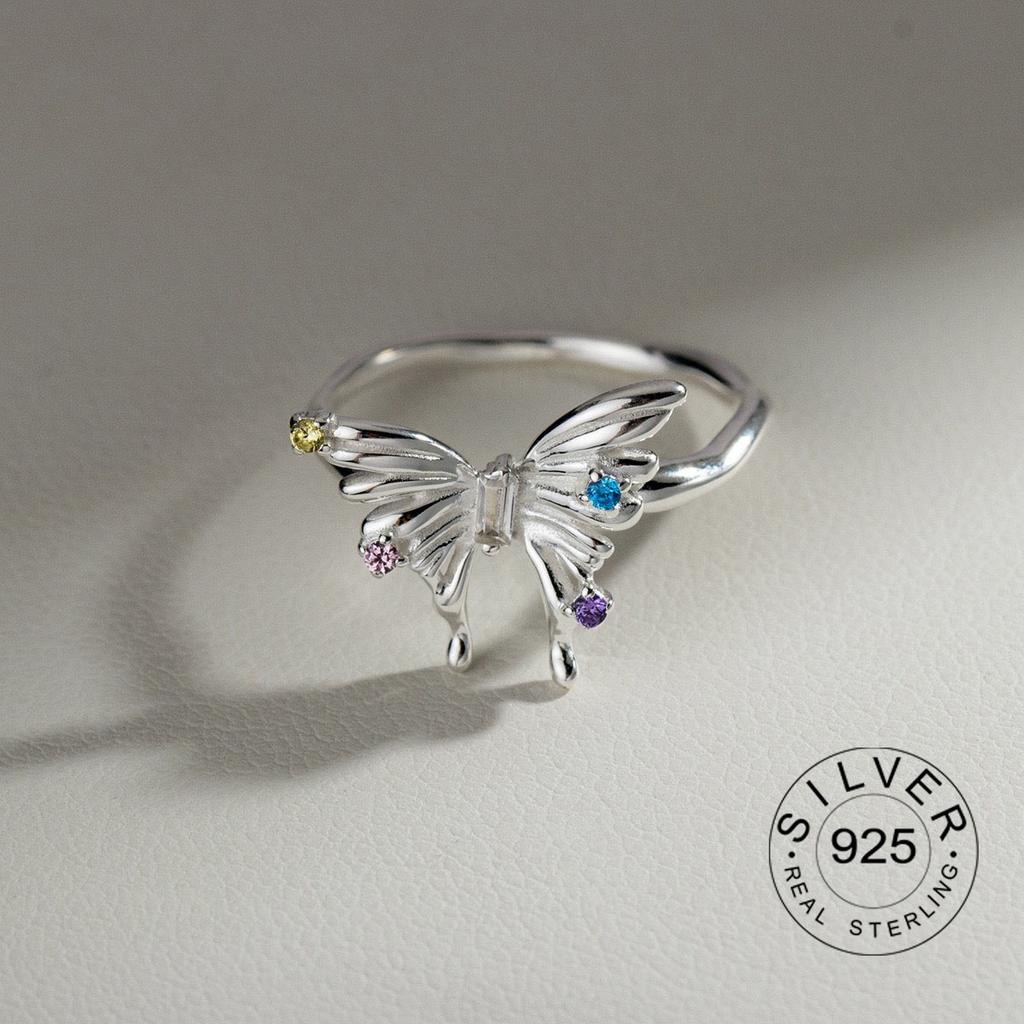 925 Sterling Silver Rings For Women Geometric Fine Jewelry Finger Adjustable Cute Flower Leaf Zirco Ring For Party Birthday Gift
