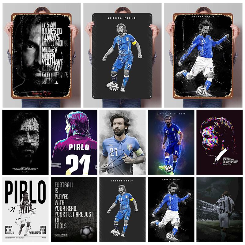 Andrea Pirlo Football Player Metal Posters Wall Art of Murals Custom Made Metal Tin Sign Plaque for Wall Decoration Retro Decor