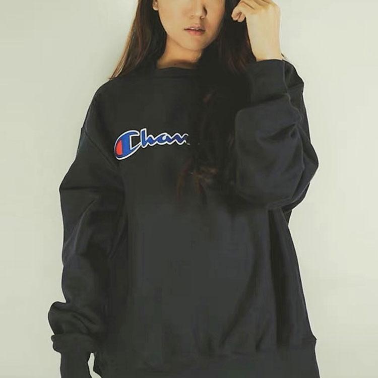 Champion Sweatshirts Unisex Black Crew Neck Thickened Regular GF70-Y07471-BKC