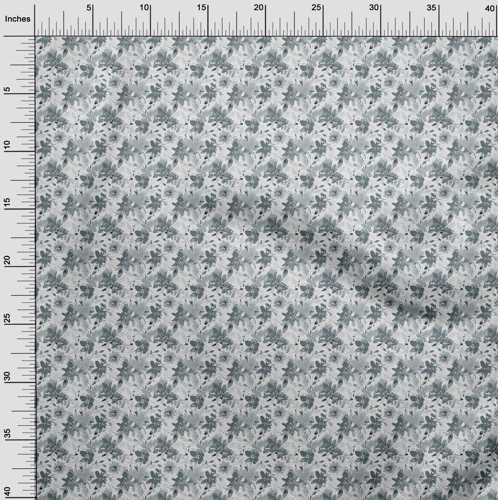 oneOone Cotton Flex Gray Fabric Abstract Watercolor Floral Fabric For Sewing Printed Craft Fabric By The Yard 40 Inch