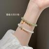 Natural Hetian Jade Bracelet for Women, Jadeite Green and White Jade Bead Bracelet, Stackable Beads, Unique Gift for Mom