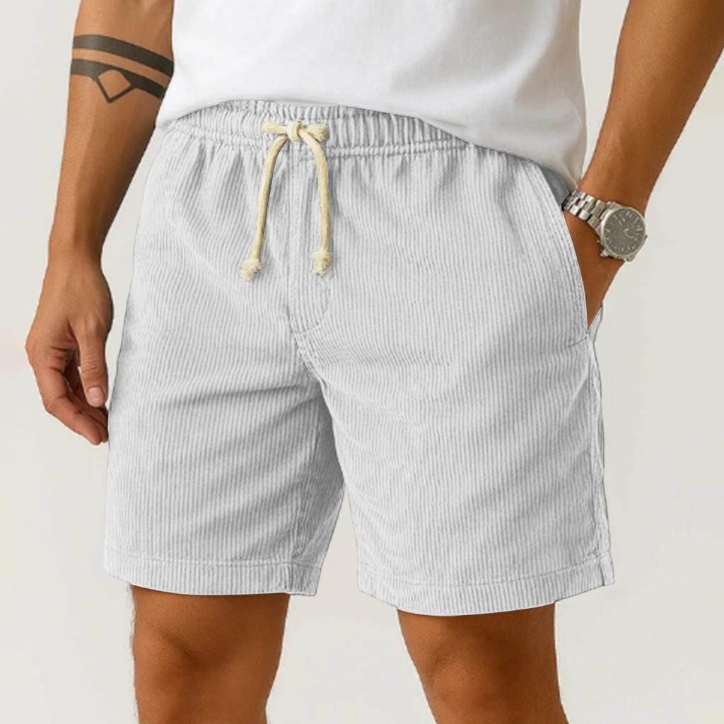 Men's Corduroy Elastic Men's Shorts Casual Beach Pants