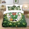 Green Fourleaf Clover Bedding Set Fun 67 Print Soft Duvet Cover for Student Dormitory, 1 Duvet Cover and 2pillowcase with Zipper