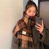 Autumn And Winter  Couple Scarf Women'S Warm Thick Shawl Retro Lazy Style Plaid Neck Scarf