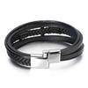 European and American Multi-layer Leather Bracelet with Magnetic Clasp - Men's Handwoven Design