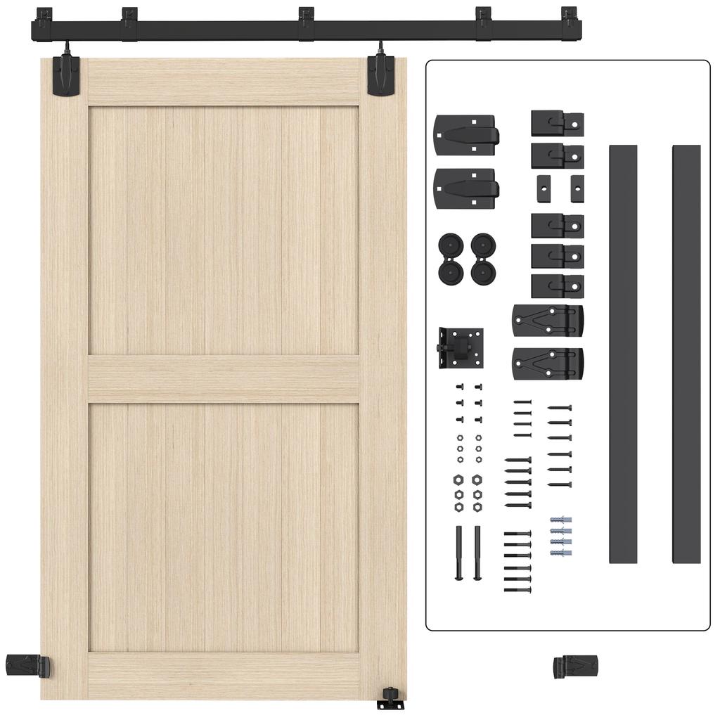 Heavy-duty sliding door hardware set 183 cm Black for single doors
