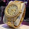 Full Diamond Hip Hop Iced Out Bling Quartz Watch Men High Quality Fashion Calendar Wristwatch