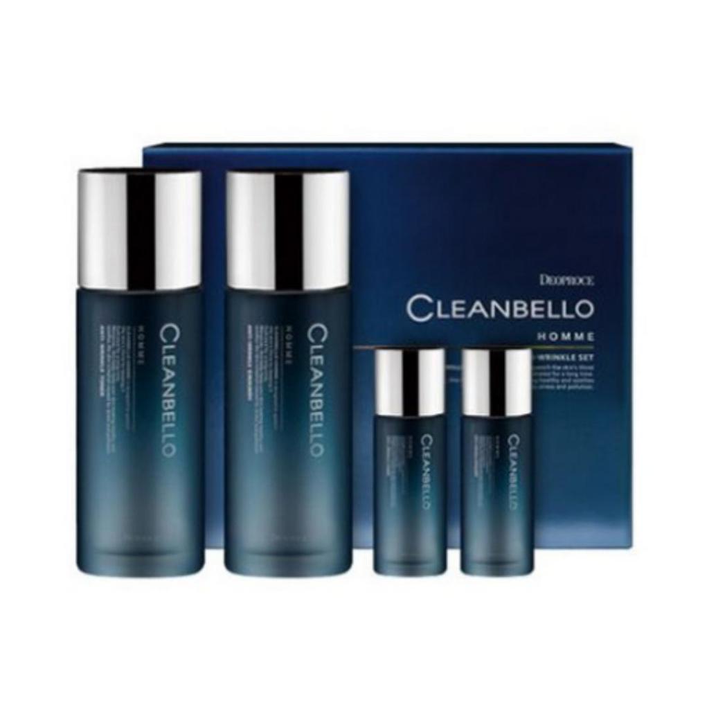 DioPlus CleanVella Homme Anti-Falten Haut & Lotion Basis 4-teiliges Set — Toner 150 ml + 30 ml / Emulsion 150 ml + 30 ml