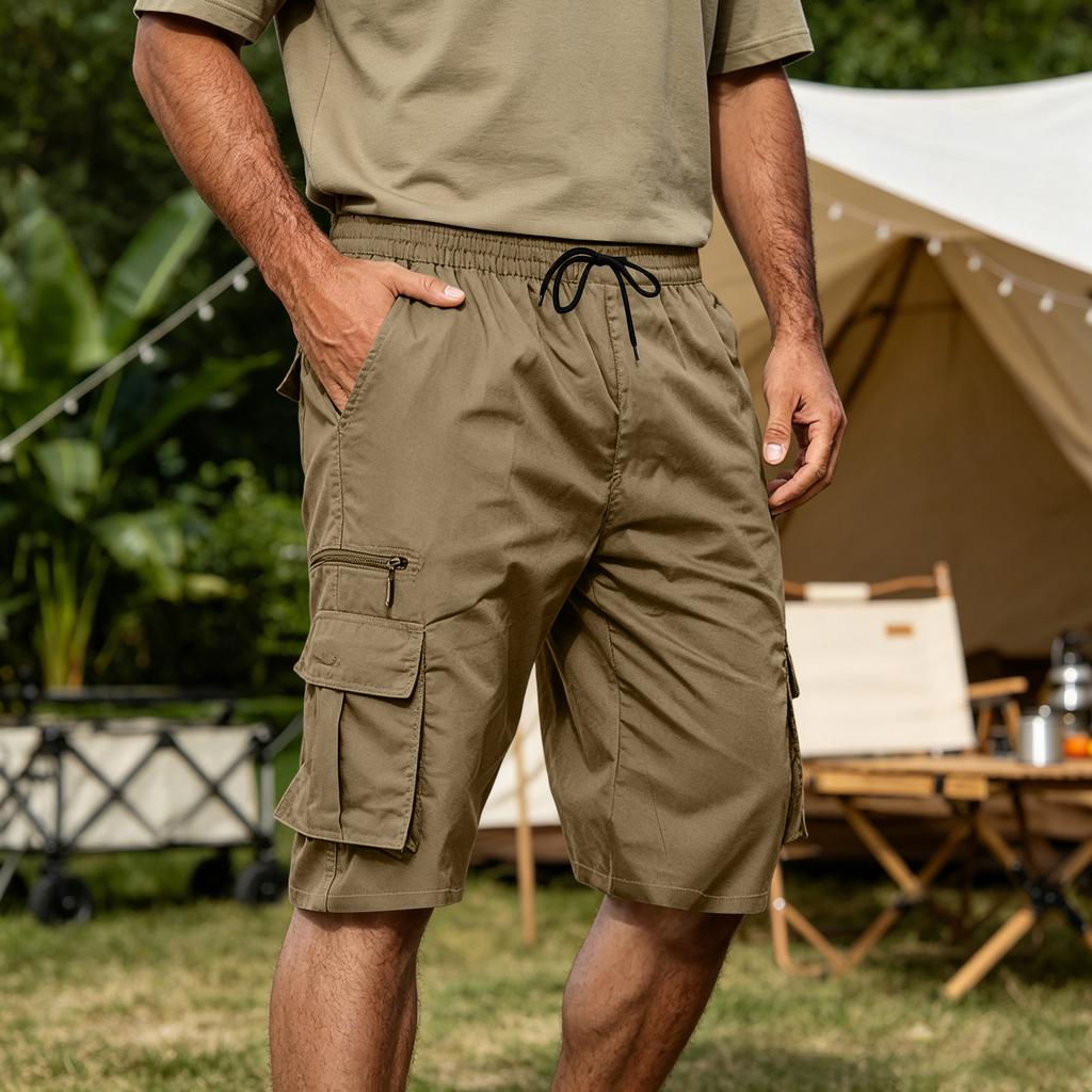 Men's Casual Loose Fit Cargo Shorts with Multiple Pockets, Lightweight Cotton Work Shorts for Summer Outdoor Hiking Activities
