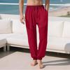 Casual trousers summer simple loose thin imitation hemp sports lace-up splicing men's sweatpants