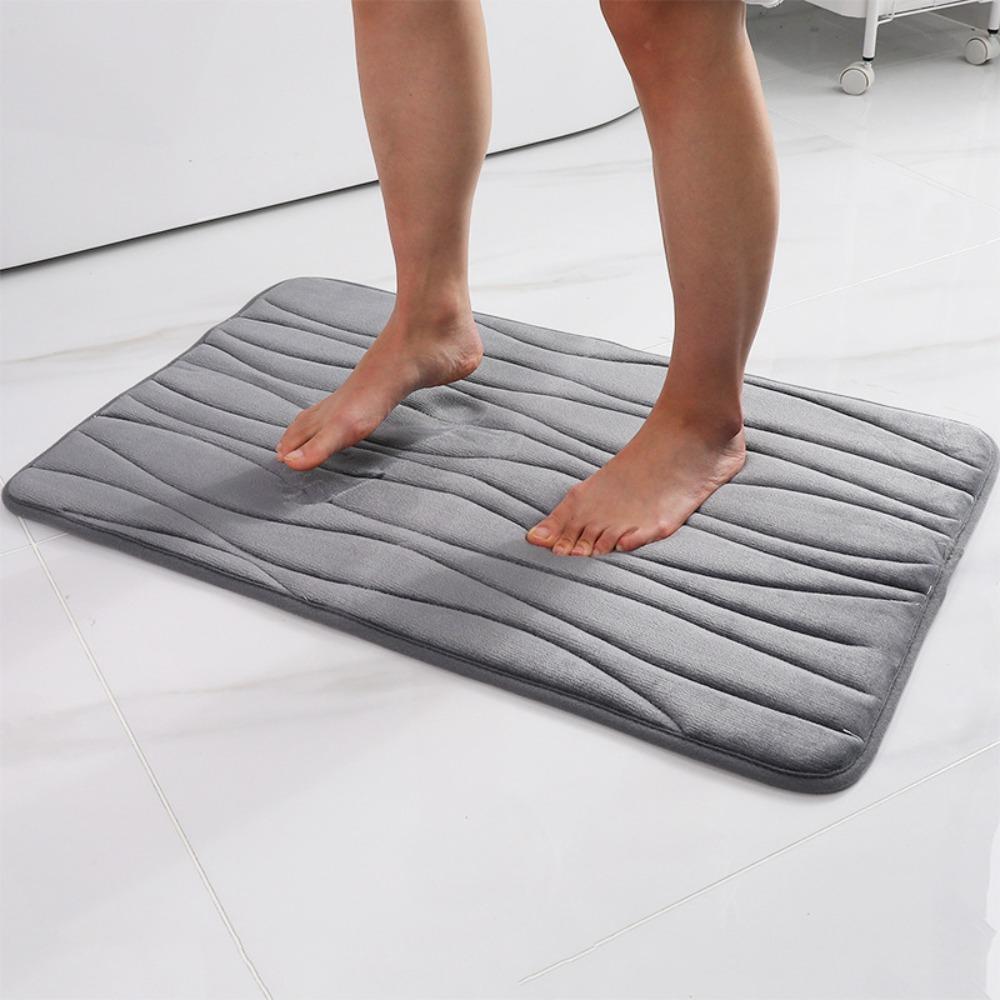 Wave Stripe Sponge Bathroom Cashmere Thickening Mat Bath Non-slip Carpets In Wash Basin Bathtub  Floor Rug Shower Room Doormat Memory Foam 3D Pad